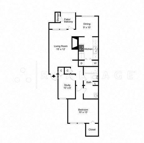 One Bedroom One Bath 863 Square Feet